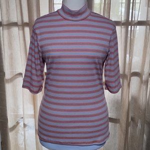 CLEARANCE Junior's Mock Neck Striped Tee Size XL NWT-Retail $24.00.